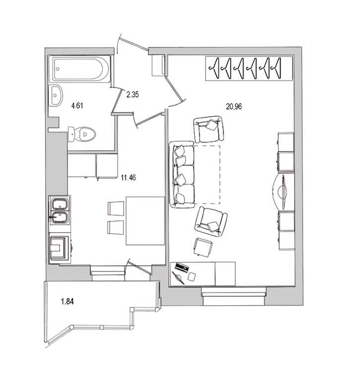 Однокомнатная квартира в Л1: площадь 41.22 м2 , этаж: 5 – купить в Санкт-Петербурге